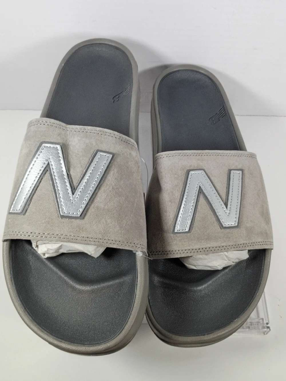 New Balance slide sandals with suede gray straps Sz:16 Men's